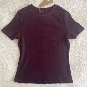 Skims Currant Cotton Rib T-Shirt - Size Medium
